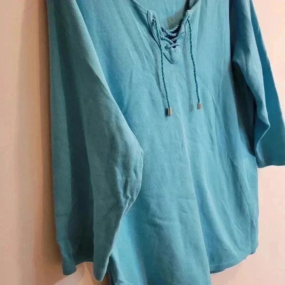 Womans Teal Blue Cotton Shirt Pullover Style size 1X - Picture 4 of 5